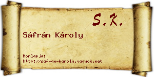 Sáfrán Károly névjegykártya